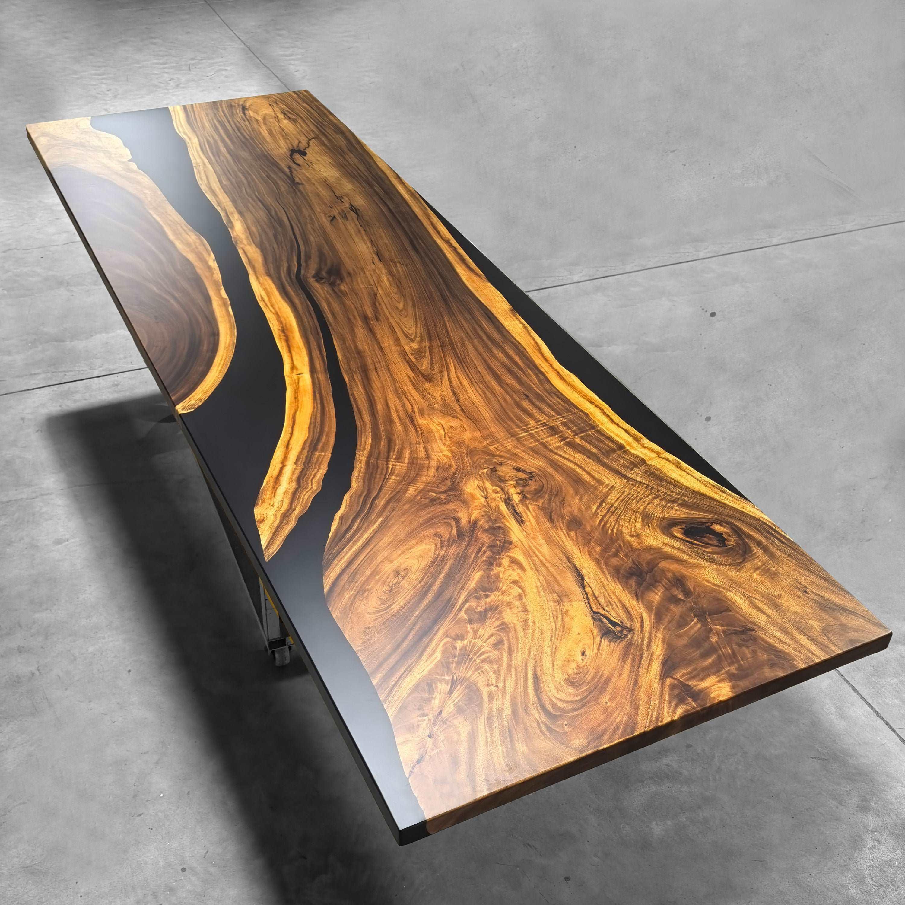 Massive table in 12 ft for 14 person solid wood river epoxy conference table custom made - MOOKA FURNITURE