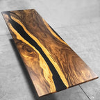 Dining table 144 inch long large size for 14 person solid wood black epoxy river table 12ft - MOOKA FURNITURE