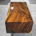 Unique stylish one piece wood epoxy waterfall coffee table - MOOKA FURNITURE