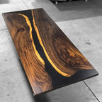 Dark brown solid wood river dining table for 8-10 people