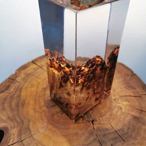 RESIN MAPLE BURL WOOD TABLE LAMP - MOOKAFURNITURE