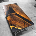 Deep blue epoxy luxury unique exotica wood dining table for 8 people