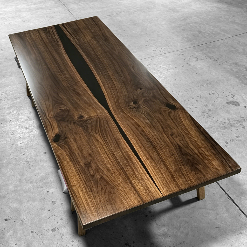 120inch book-match black walnut wood dining table for 10 people