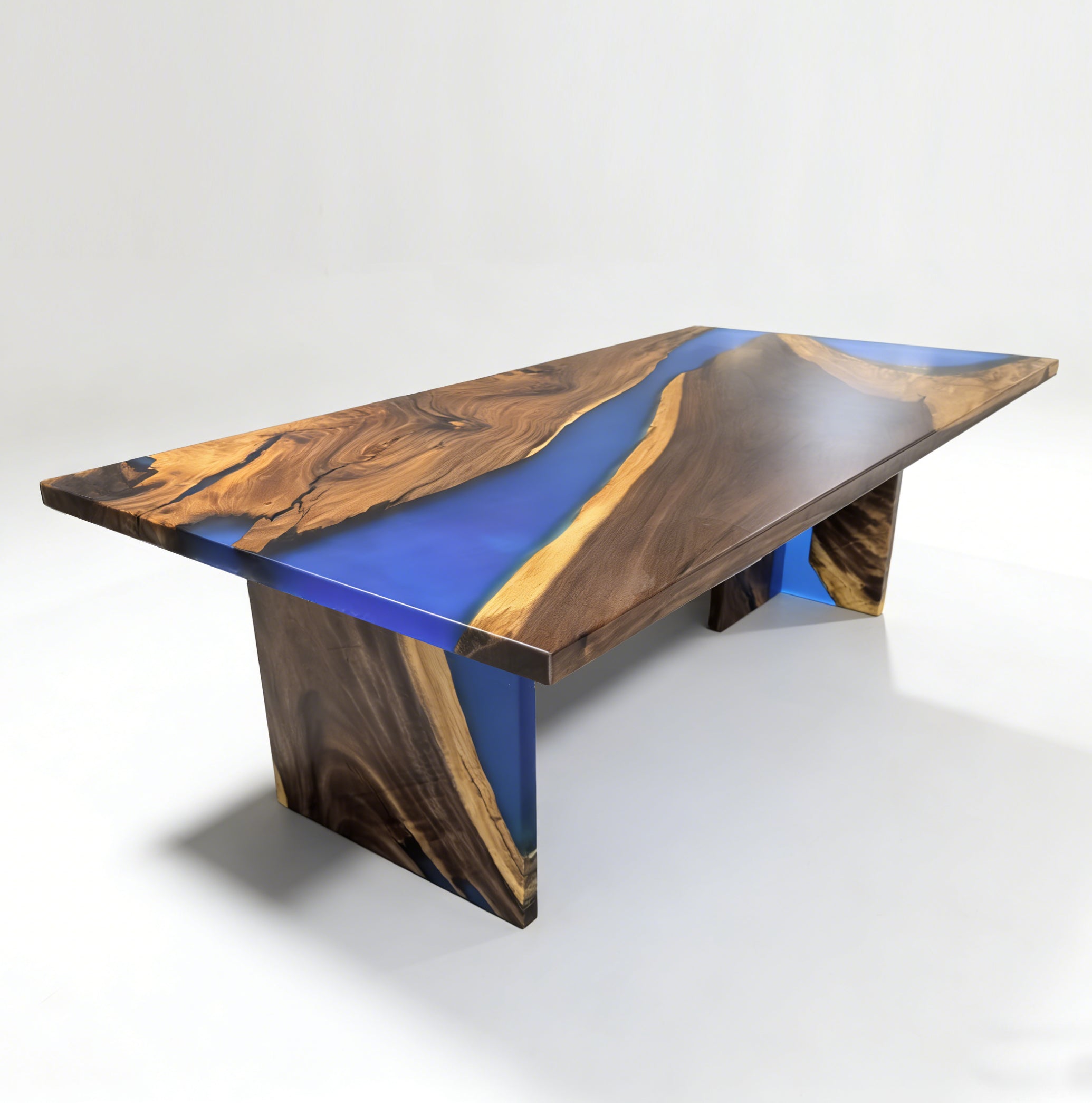 Custom made T base 28" height matching to Parota walnut wood table top for 8-10 people