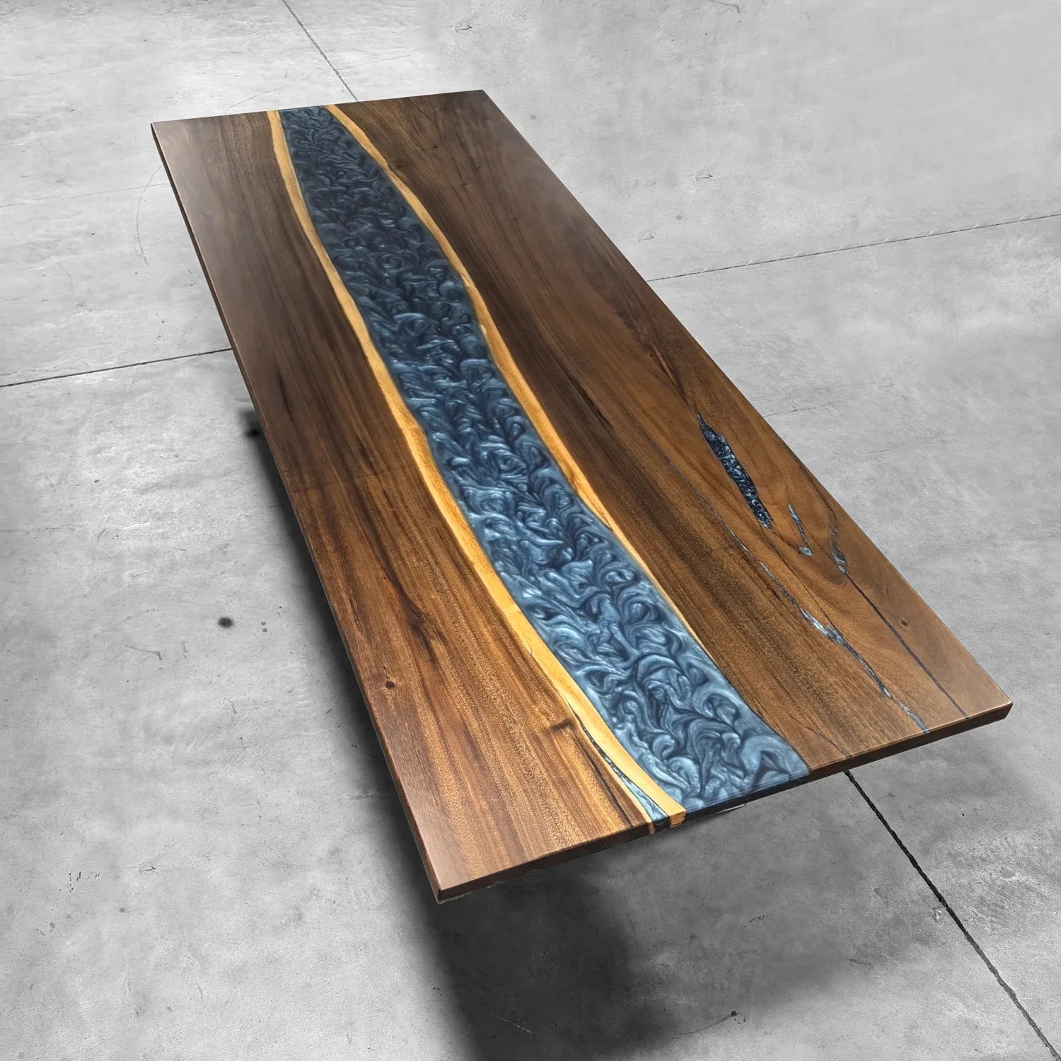 Metallic ocean blue resin river table 10-12 person dining table - MOOKA FURNITURE