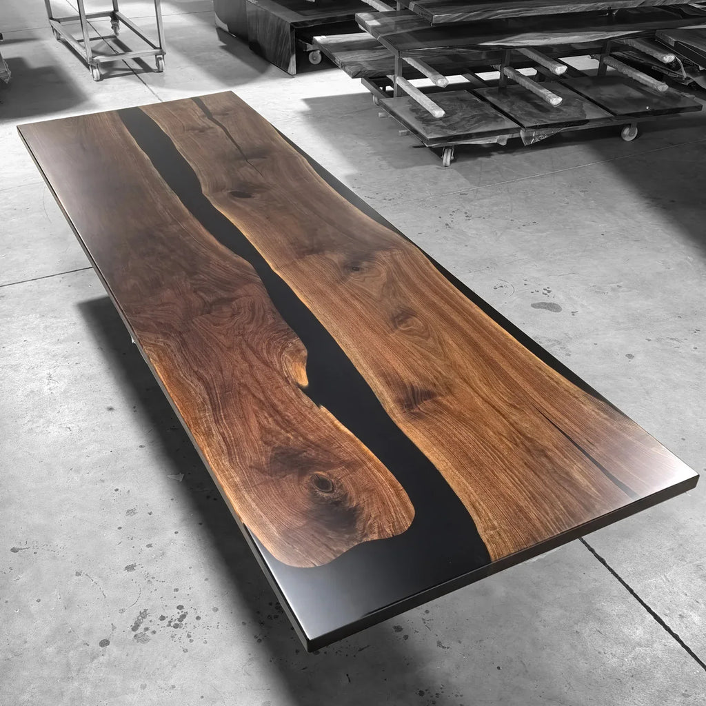 12ft dark walnut custom river table for 12-14 seats conference table boardroom table communal table - MOOKA FURNITURE