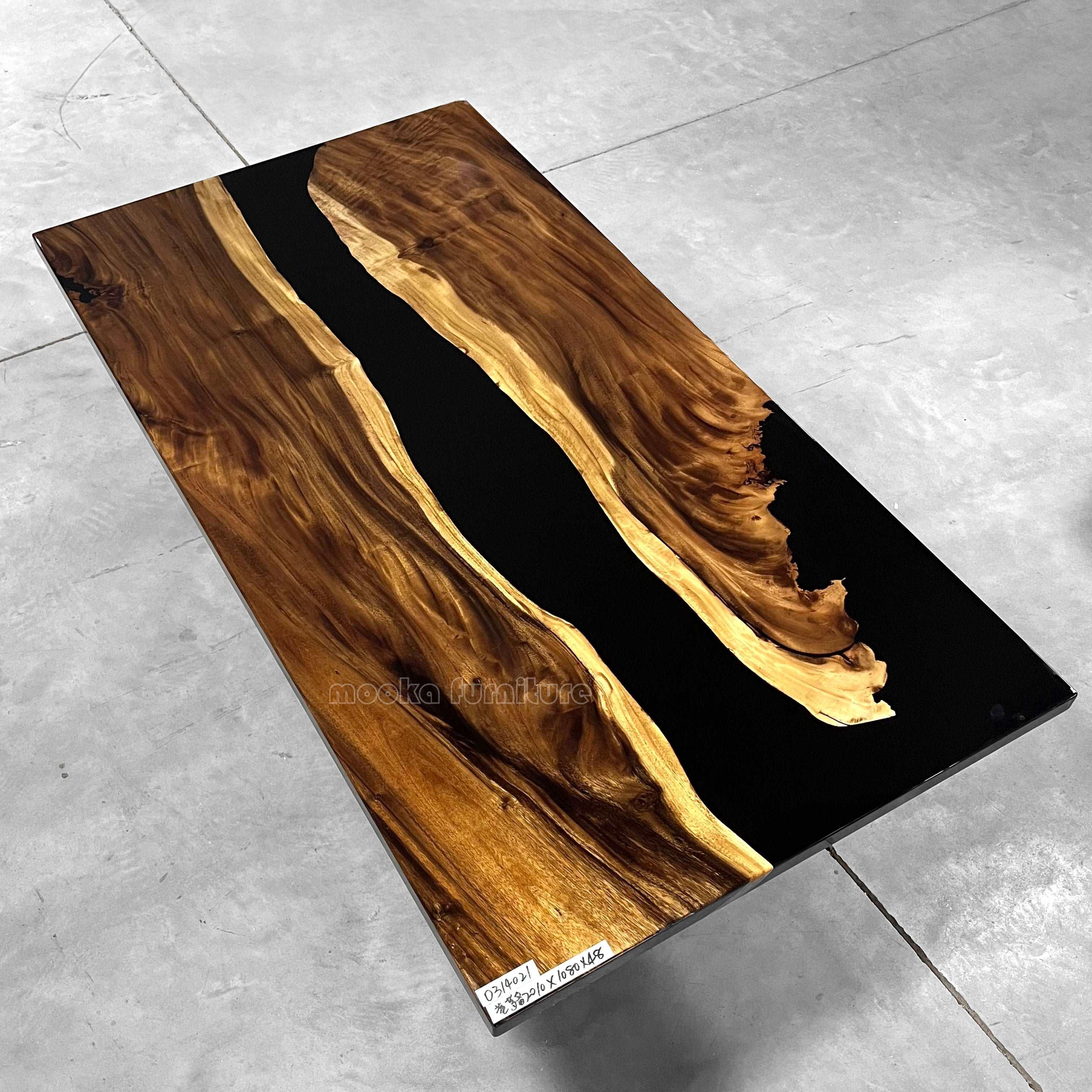 Luxury natural wood with black river dining table for 8 people - MOOKA FURNITURE