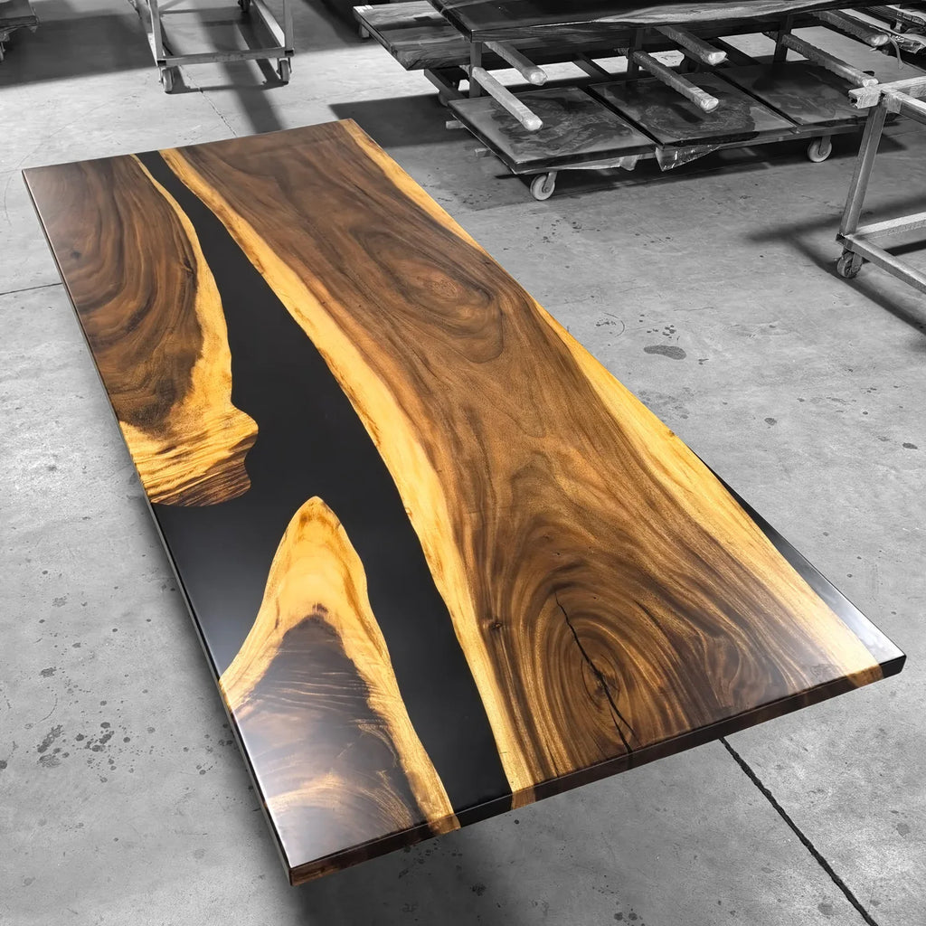 Large size 10feet Luxury live edge wood black epoxy river dining table for 12 people - MOOKA FURNITURE