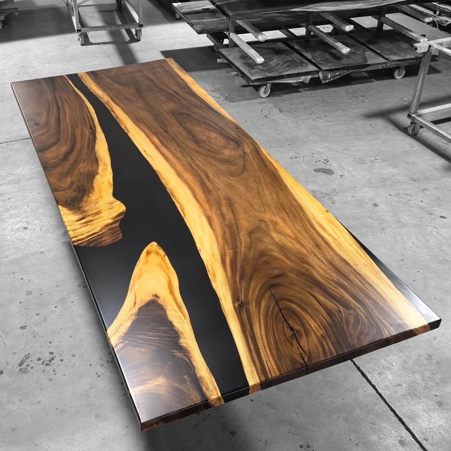 Large size 10feet Luxury live edge wood black epoxy river dining table for 12 people - MOOKA FURNITURE