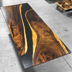 Unique stylish black epoxy wood dining table for 8-10 people - MOOKA FURNITURE