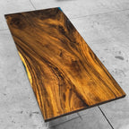 Single natural wood slab with blue epoxy dining table for 6-8 people - MOOKA FURNITURE