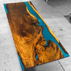 Unique stylish blue epoxy wood dining table for 8-10 people - MOOKA FURNITURE