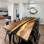 Dining table 144 inch long large size for 14 person solid wood black epoxy river table 12ft - MOOKA FURNITURE