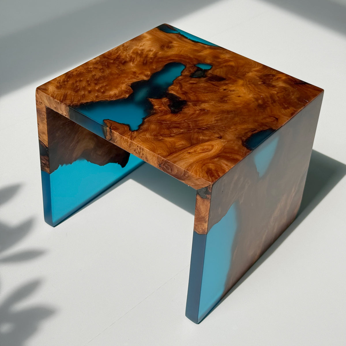 Handmade exotic burl  wood sofa armrest tray  waterfall design couch cup holder best gift for the one you love