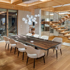 Luxury home black walnut dining table for 8-10 people - MOOKA FURNITURE