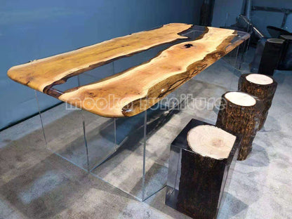 Resin Wood Dining Table - MOOKAFURNITURE