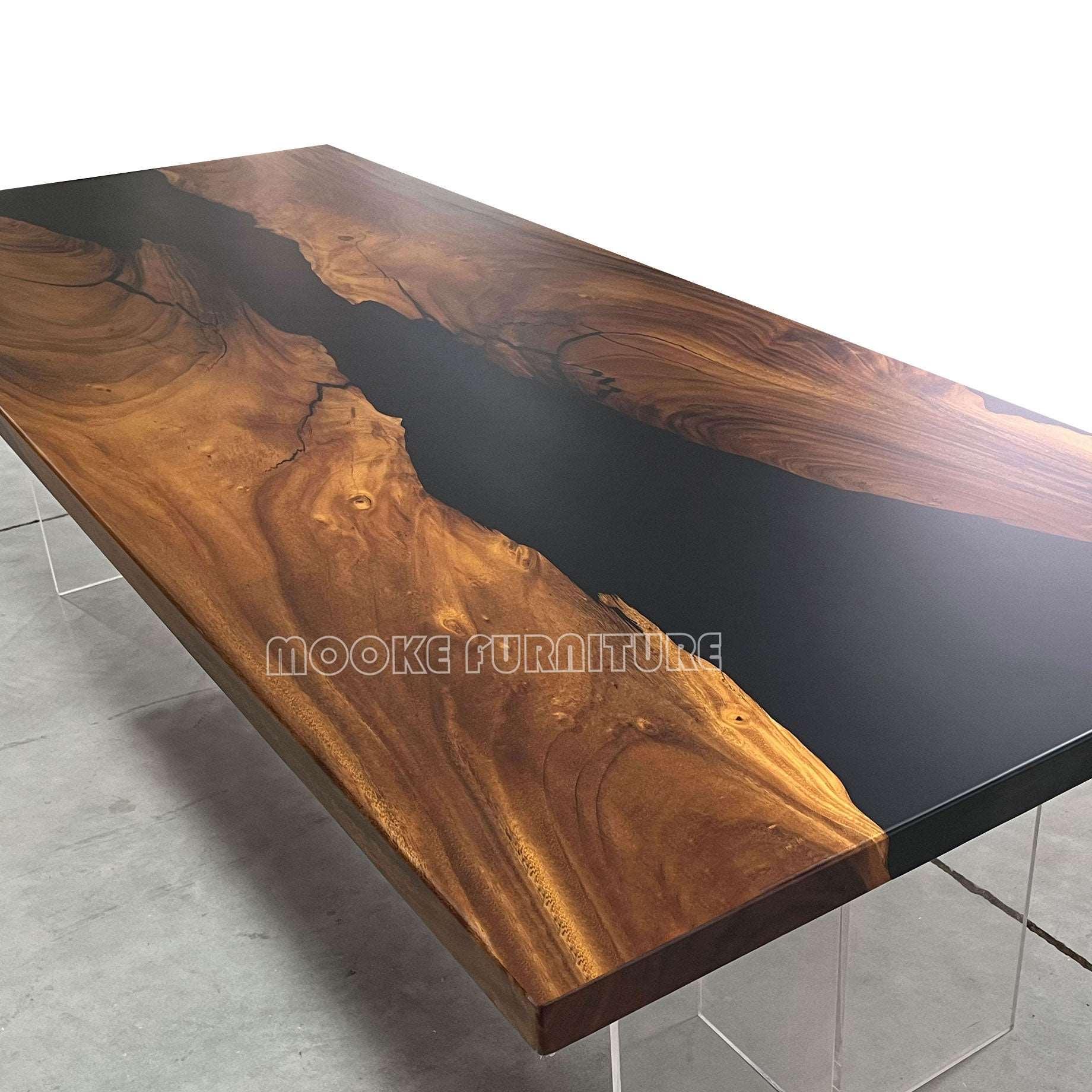 Awesome black resin wood river table for 10 pepole - MOOKA FURNITURE