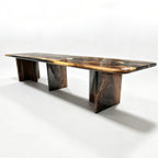 Custom made T base 28" height matching to Parota wood table top for 12-16 people