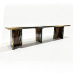 Custom made T base 28" height matching to Parota wood table top for 12-16 people