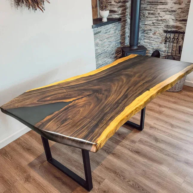 Live edge orgainic wood resin river table dining table 6-8 people - MOOKA FURNITURE