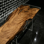 Single piece of camphor wood dining table with clear epoxy river table for 8-10 people