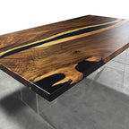 Natural Wood and epoxy dining river table for 8 people - MOOKA FURNITURE