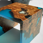 Handmade exotic burl  wood sofa armrest tray  waterfall design couch cup holder best gift for the one you love