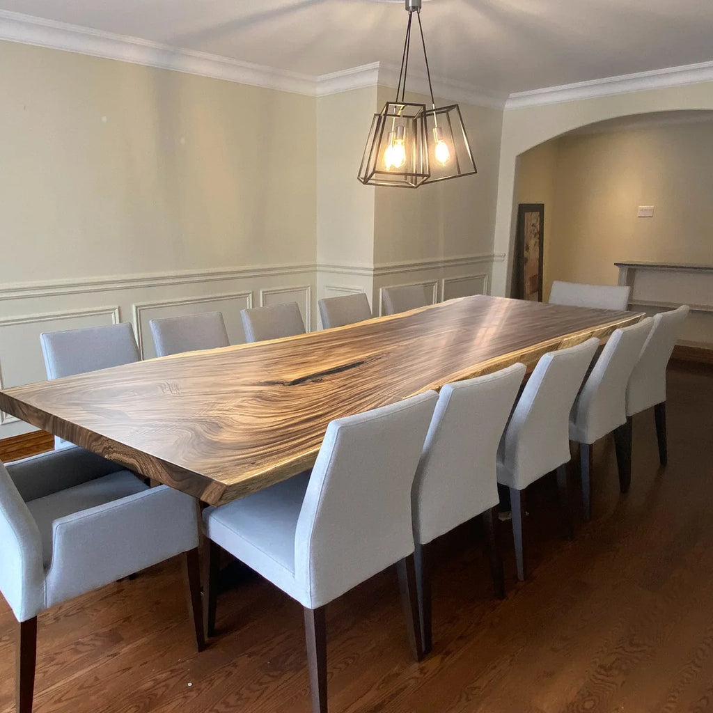 Unique live edge wood dinner room table for 12 seaters large size table - MOOKA FURNITURE