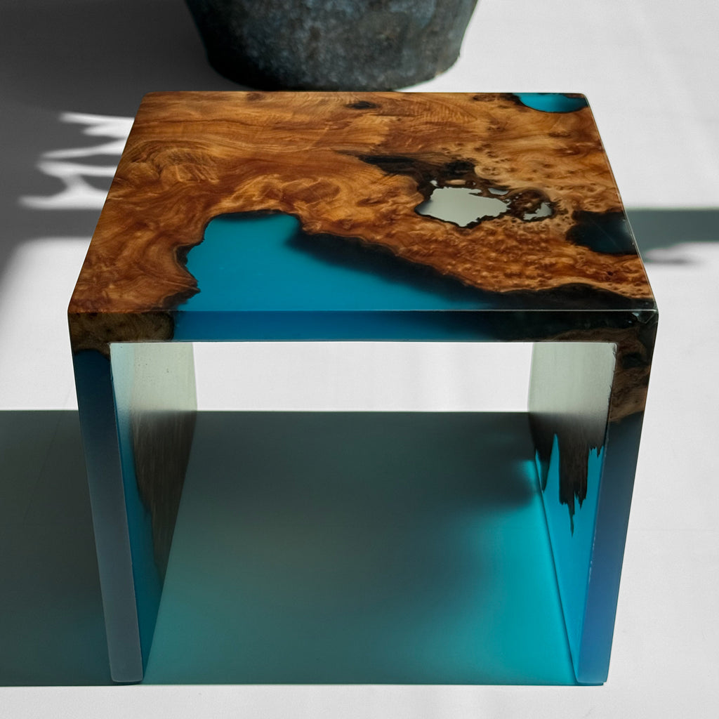 Handmade exotic burl  wood sofa armrest tray  waterfall design couch cup holder best gift for the one you love