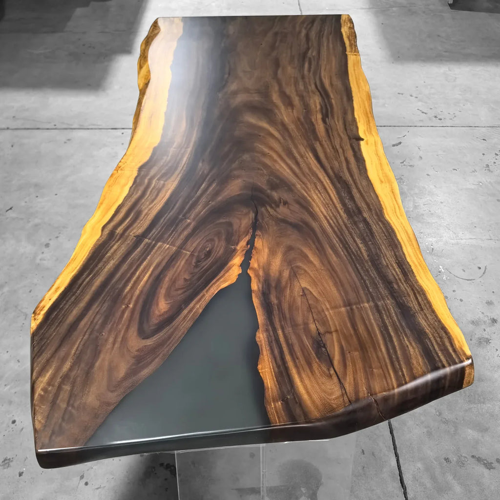 Live edge orgainic wood resin river table dining table 6-8 people - MOOKA FURNITURE