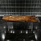 Single piece of camphor wood dining table with clear epoxy river table for 8-10 people