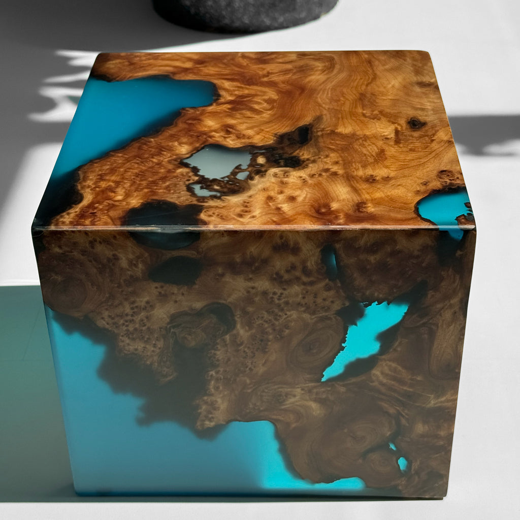 Handmade exotic burl  wood sofa armrest tray  waterfall design couch cup holder best gift for the one you love