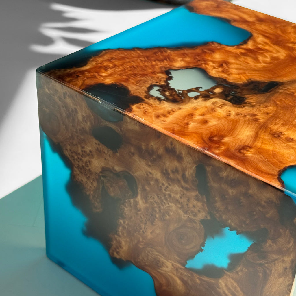 Handmade exotic burl  wood sofa armrest tray  waterfall design couch cup holder best gift for the one you love