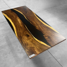 Load image into Gallery viewer, Black resin wood dining river table