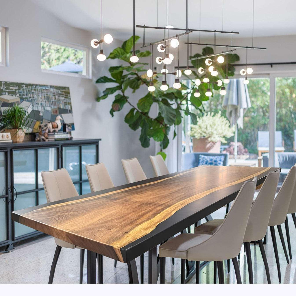 One-piece natural wood single piece slab dining table for 10 seater - MOOKA FURNITURE