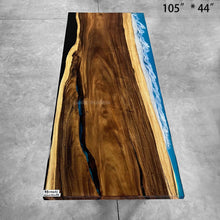Load image into Gallery viewer, Walnut wood resin river table