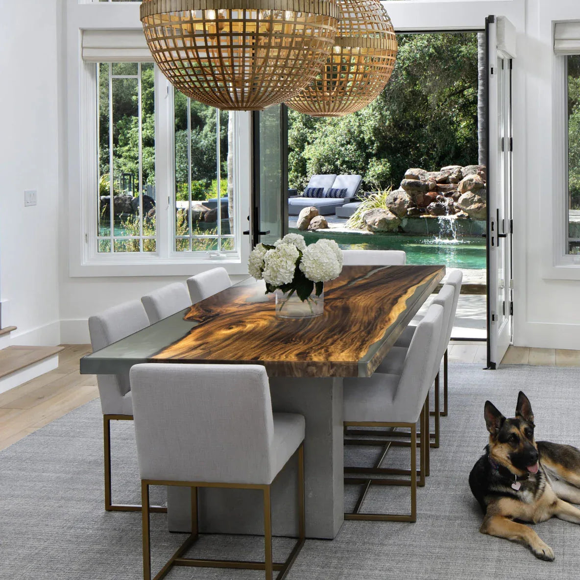 Craftsmanship single masterpiece solid wood dining table for 8 people - MOOKA FURNITURE