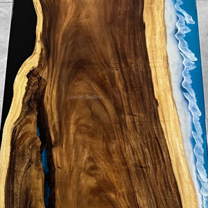 Walnut wood resin river table