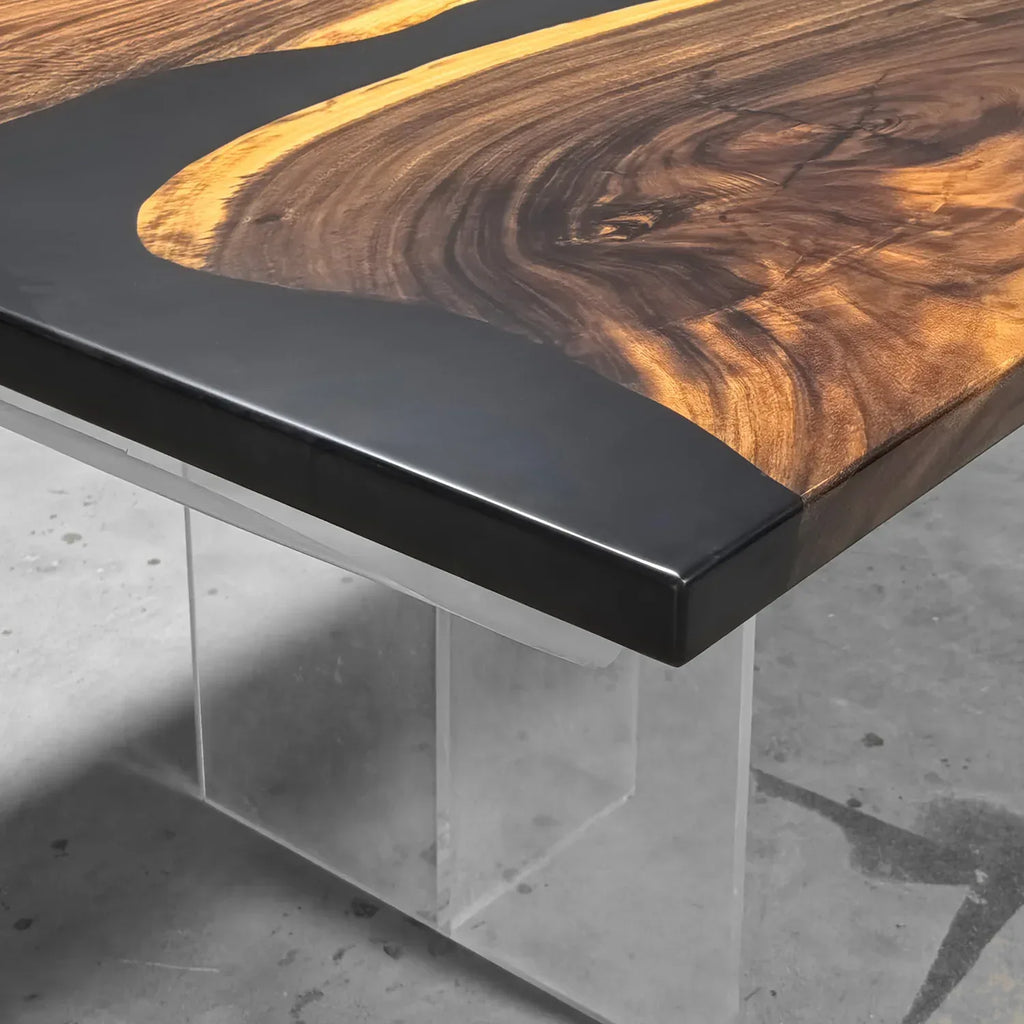 Dark brown solid wood river dining table for 8-10 people