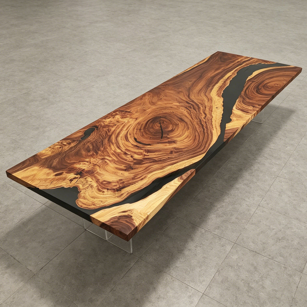Luxury 12ft organic wood live edge  river table heirloom quality gigantic dining table