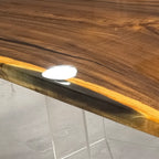 Unique stylish one piece wood epoxy waterfall coffee table - MOOKA FURNITURE