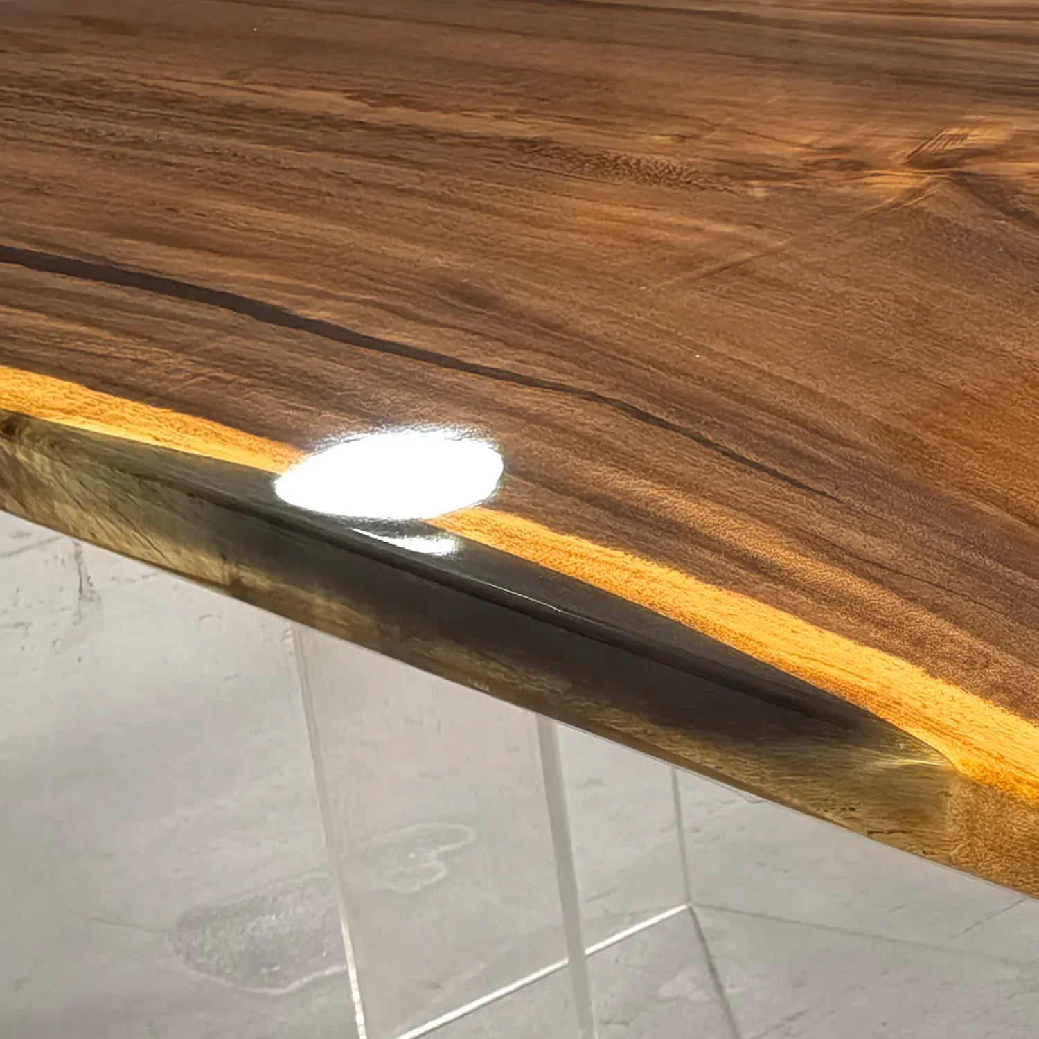 Unique stylish one piece wood epoxy waterfall coffee table - MOOKA FURNITURE