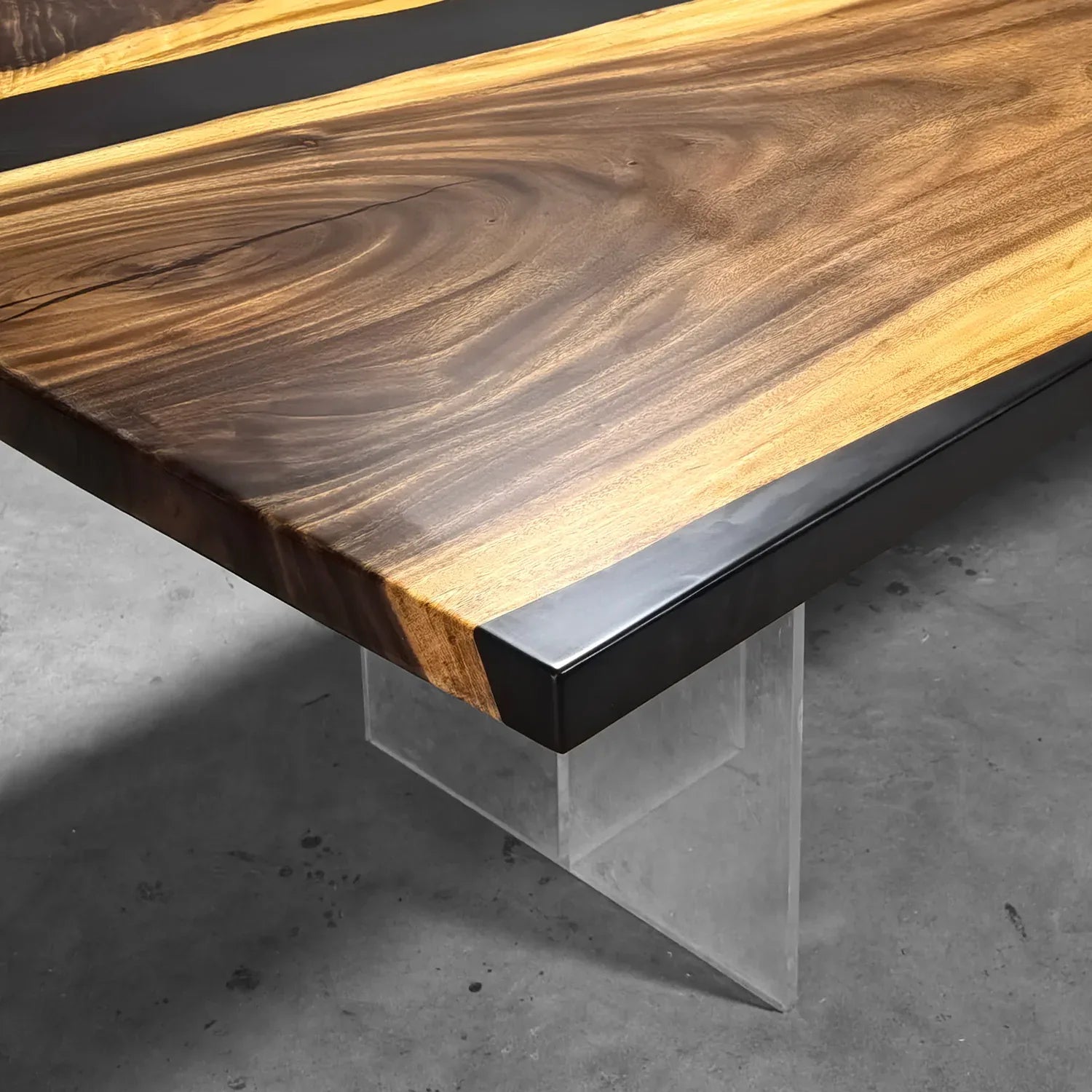 Large size 10feet Luxury live edge wood black epoxy river dining table for 12 people - MOOKA FURNITURE