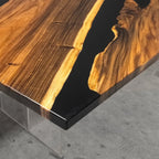 Luxury 120" black resin river wood dining table for 10-12 seats - MOOKA FURNITURE