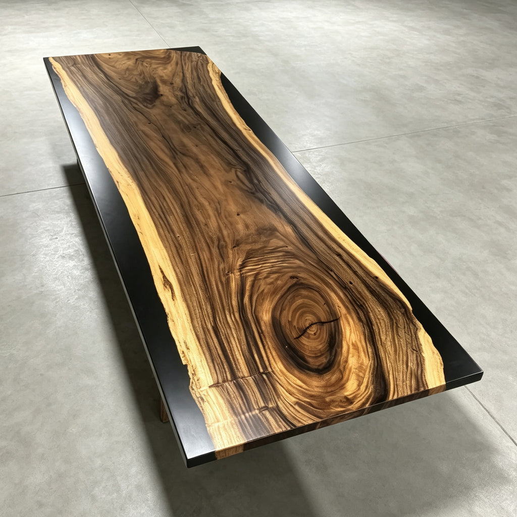 12ft Large one-piece wood river table for 12-14 people big family dining table