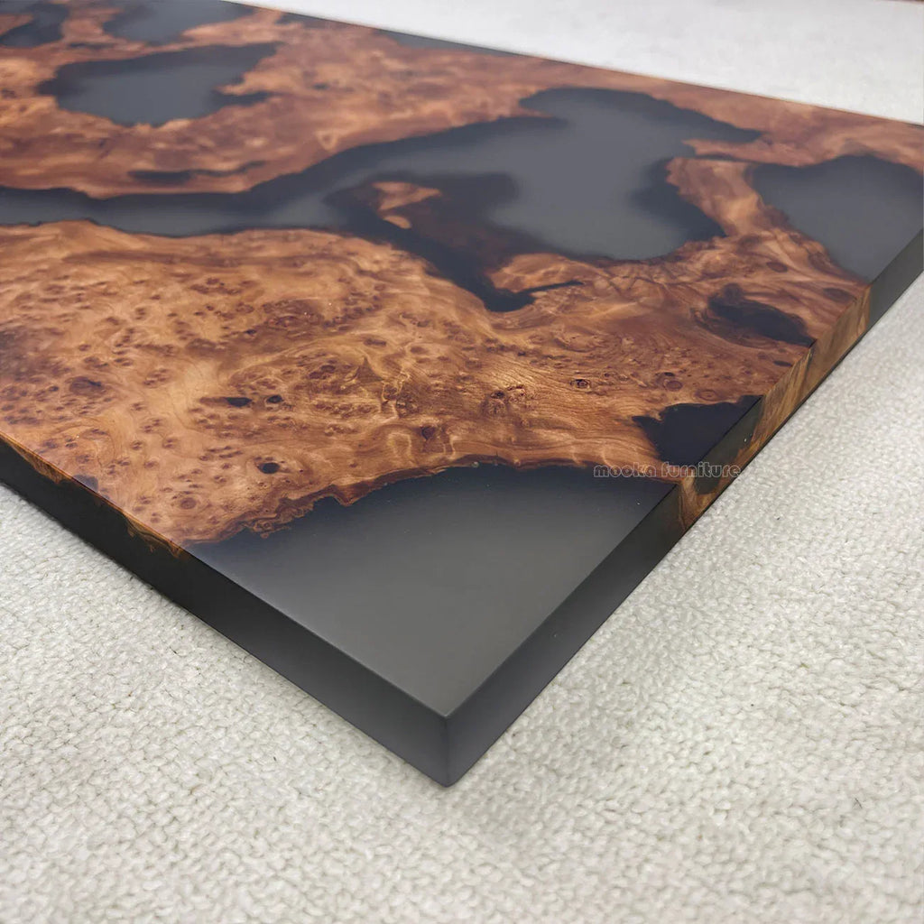 Set of 6 wood and transparent grey epoxy river Wall Art live edge Wall Decor Home decor Wall hanging Unique Home Gift - MOOKA FURNITURE