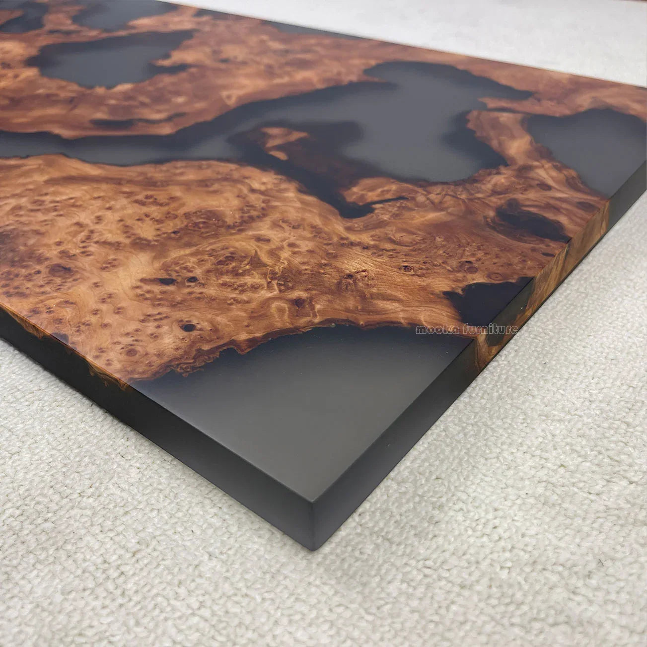 Set of 6 wood and transparent grey epoxy river Wall Art live edge Wall Decor Home decor Wall hanging Unique Home Gift - MOOKA FURNITURE