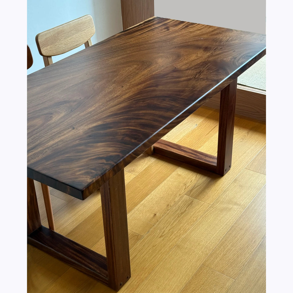 Solid wood table base simple square design natural wood - MOOKA FURNITURE