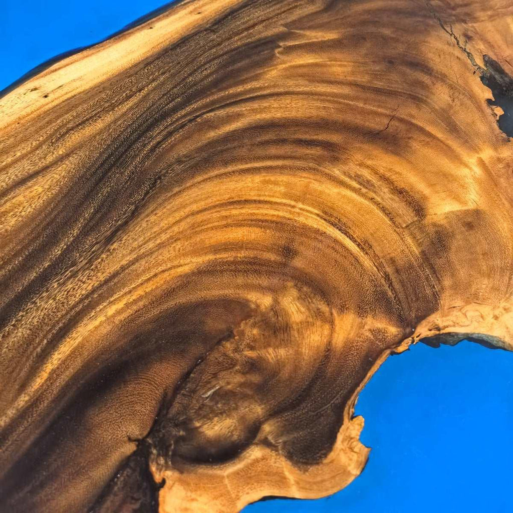 Coastal style table blue epoxy river table 8-10 seating dinner table - MOOKA FURNITURE