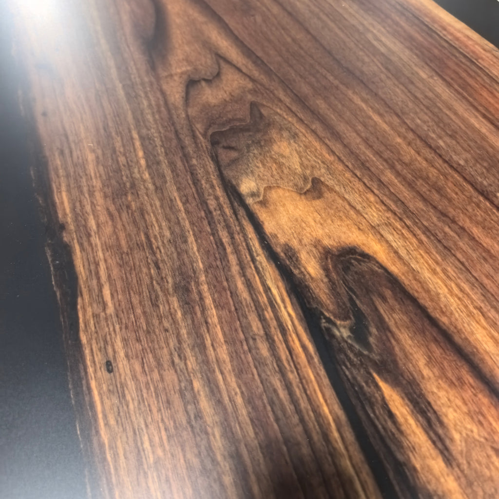 Luxury elegant black walnut slab with black epoxy dining table for 10 people